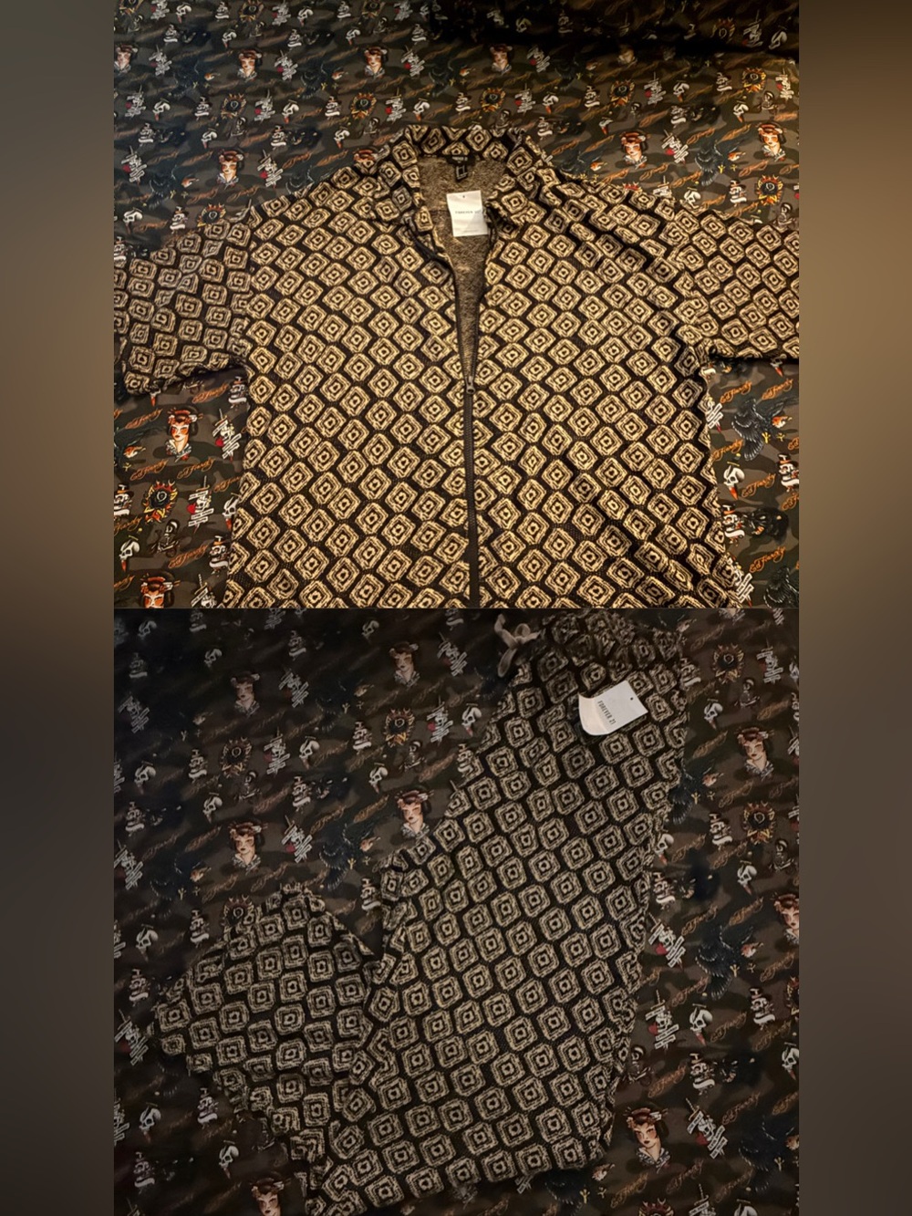 Mens F21 Geometric Print Jumpsuit - Black/Cream ***NWT